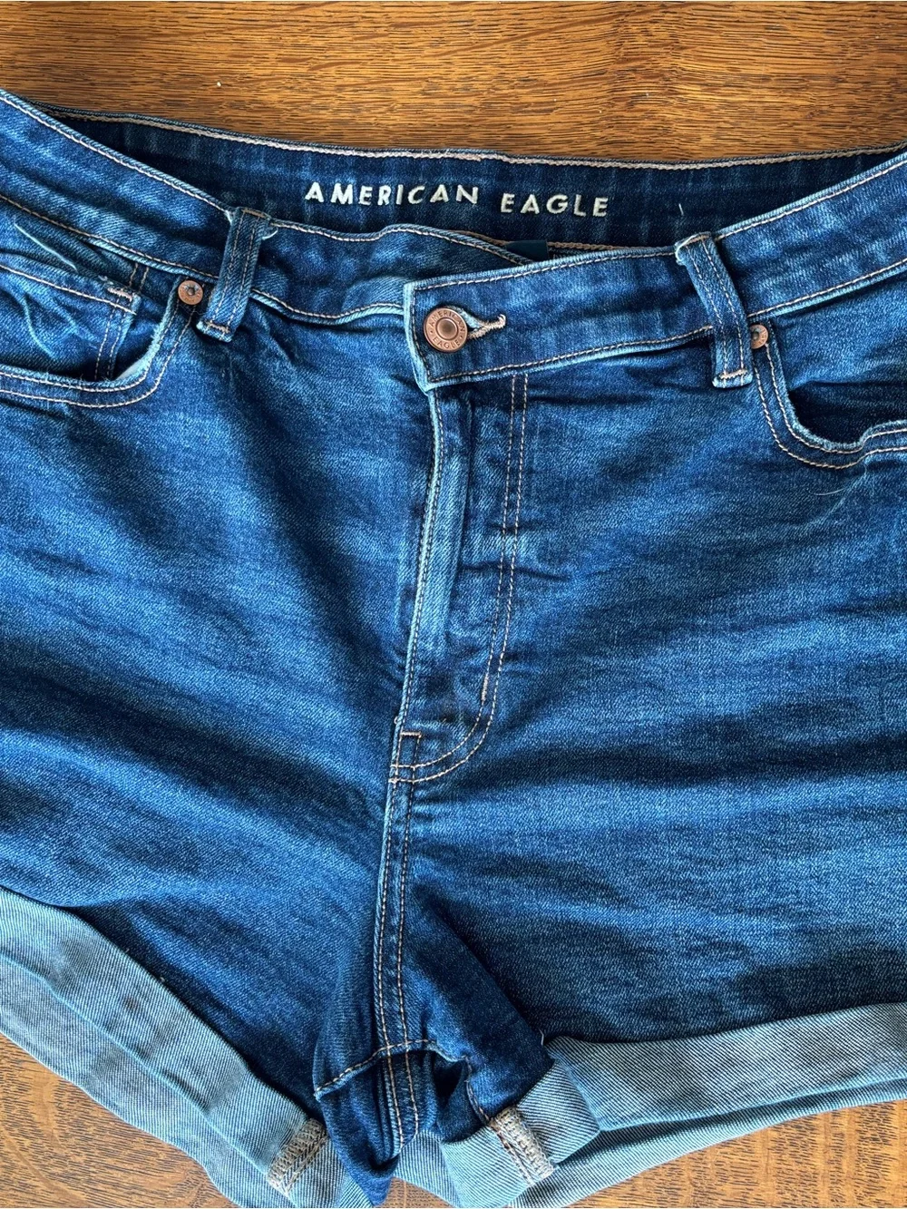 American Eagle Outfitters Blue Cuffed Denim Shorts